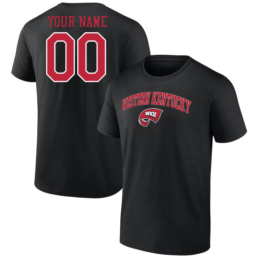 Custom Western Kentucky Hilltoppers Name And Number Tshirts-Black